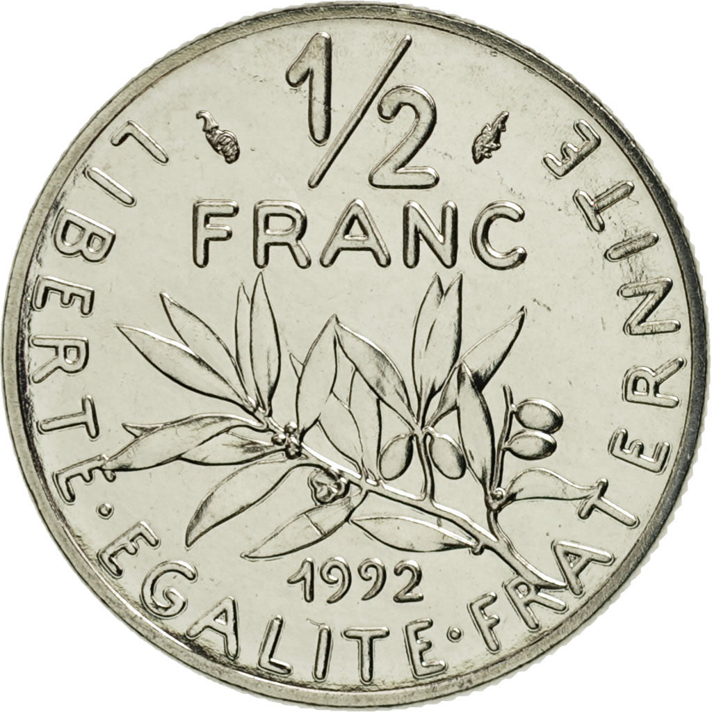 Coin, France, Semeuse, 1/2 Franc, 1992, Paris, MS(65-70), Nickel, KM:931.1