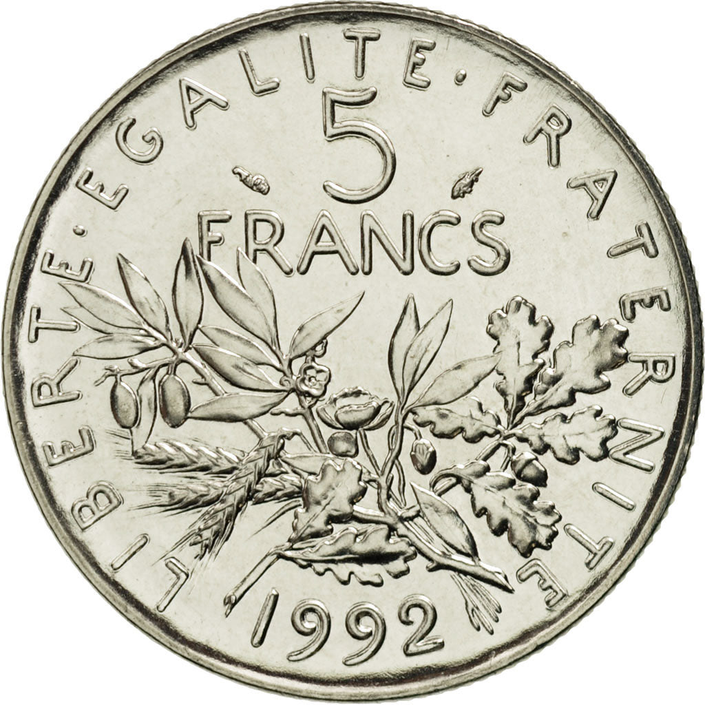 Coin, France, Semeuse, 5 Francs, 1992, Paris, MS(65-70), Nickel Clad