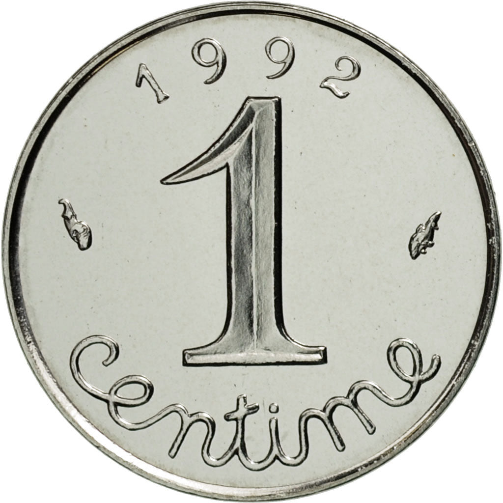 France, Épi, Centime, 1992, Paris, MS(65-70), Stainless Steel, KM:928