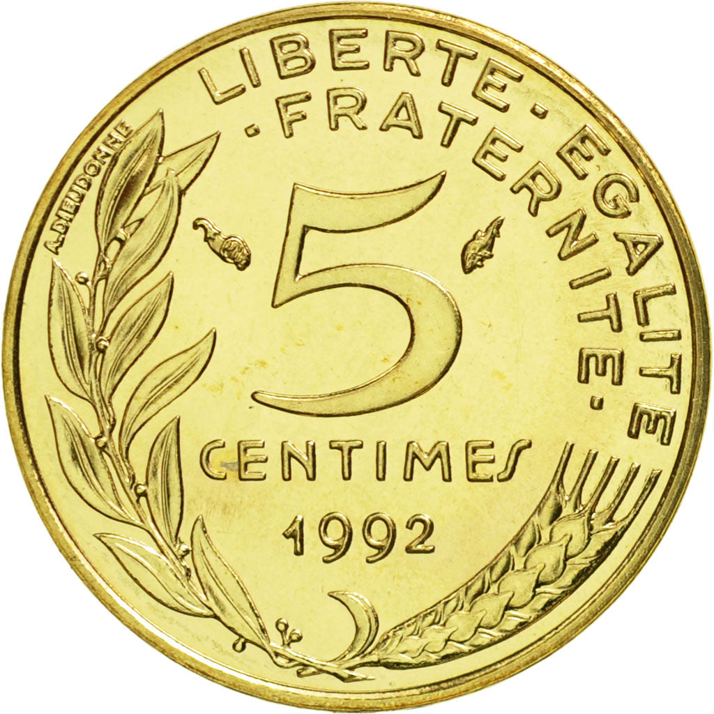 France, Marianne, 5 Centimes, 1992, Paris, MS(65-70), Aluminum-Bronze, KM:933