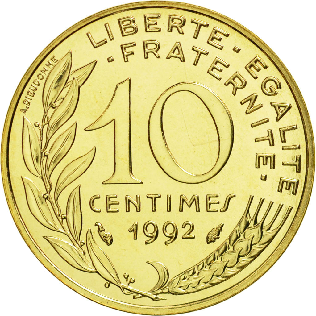 France, Marianne, 10 Centimes, 1992, Paris, MS(65-70), Aluminum-Bronze, KM:929