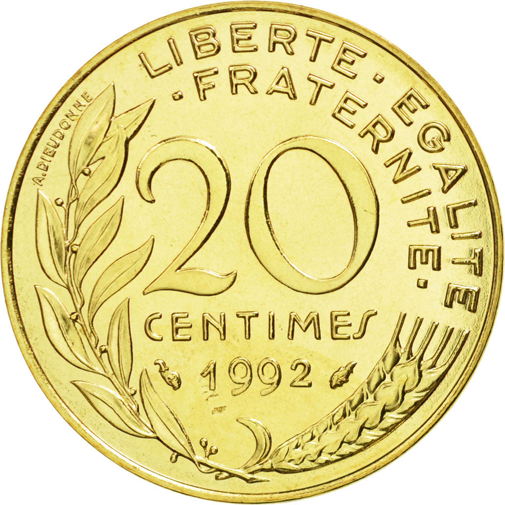 France, Marianne, 20 Centimes, 1992, Paris, FDC, Aluminum-Bronze, KM:930