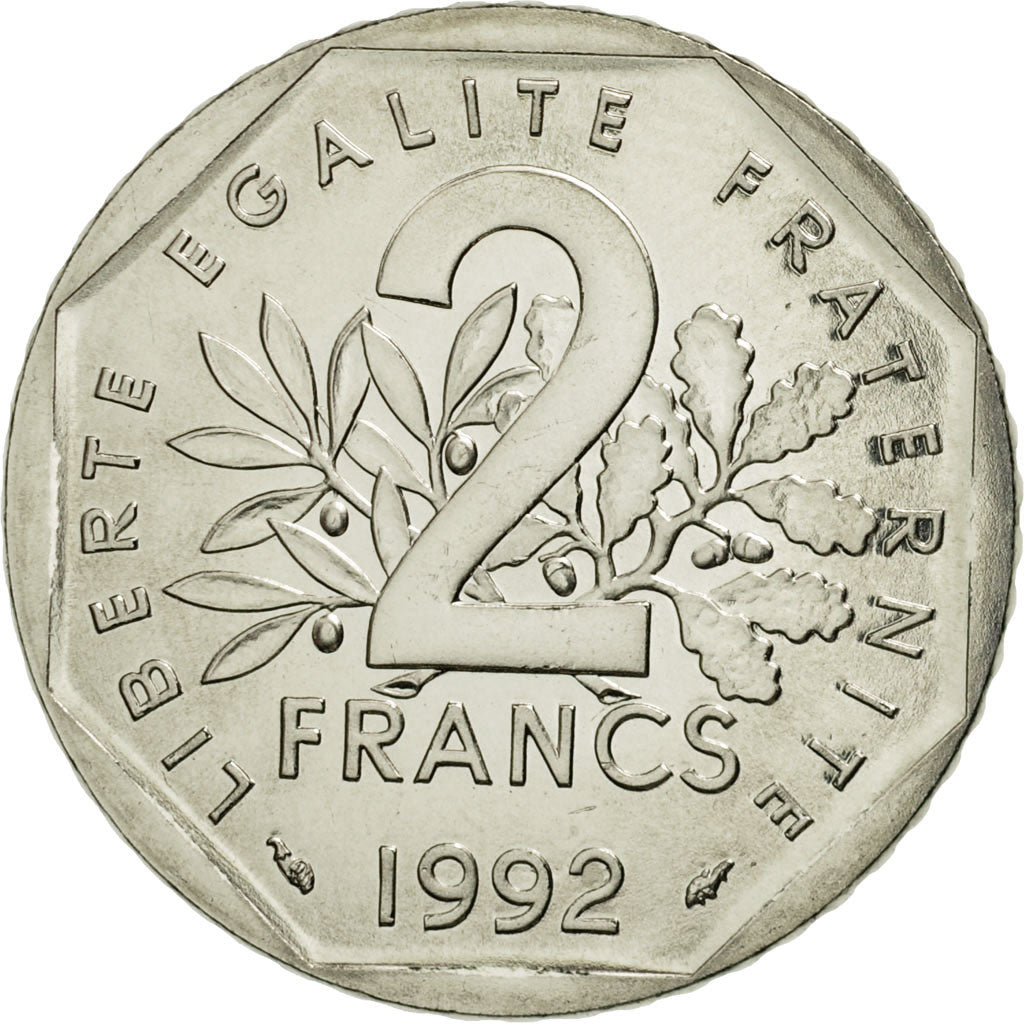 Coin, France, Semeuse, 2 Francs, 1992, Paris, MS(65-70), Nickel, KM:942.2