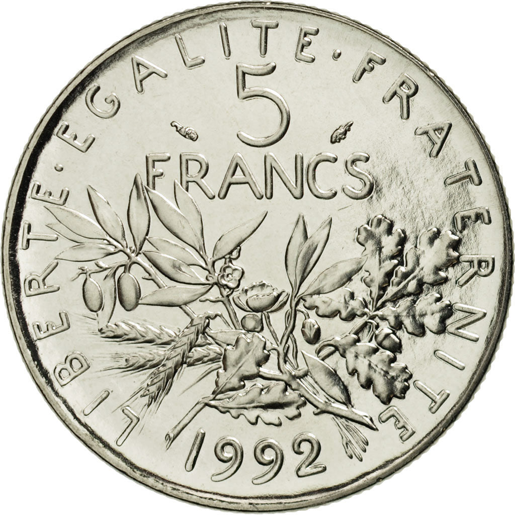 Coin, France, Semeuse, 5 Francs, 1992, Paris, MS(65-70), Nickel Clad