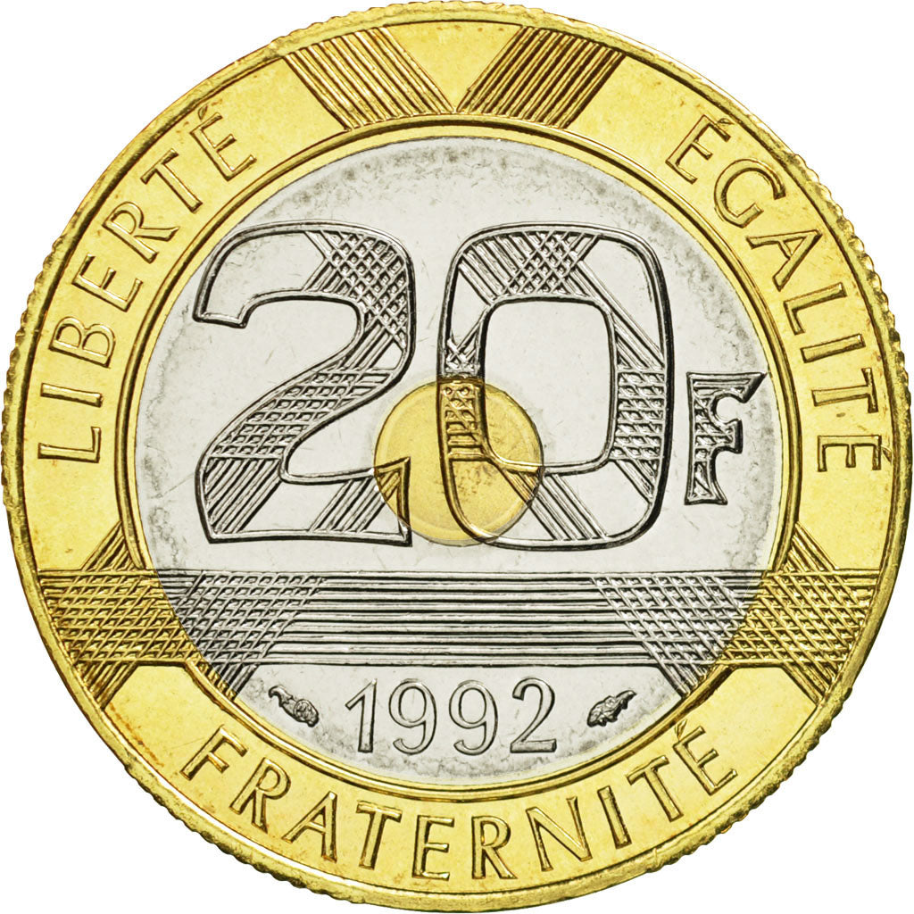 Coin, France, Mont Saint Michel, 20 Francs, 1992, Paris, MS(65-70)