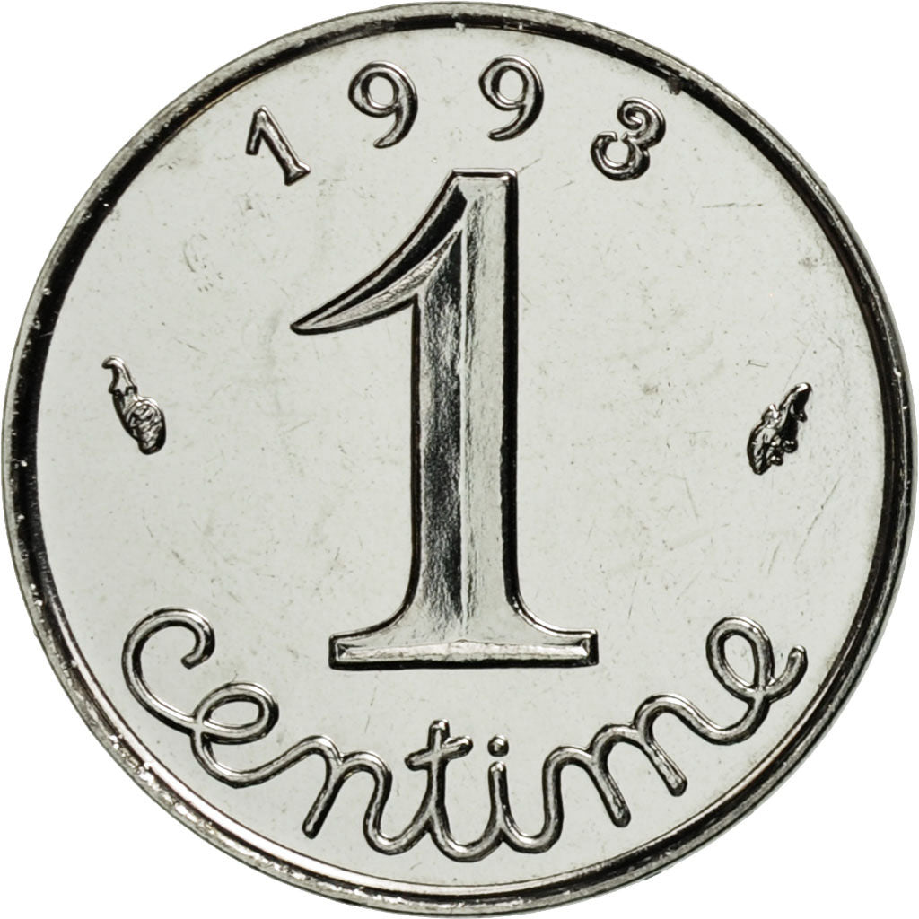 France, Épi, Centime, 1993, Paris, MS(65-70), Stainless Steel, KM:928