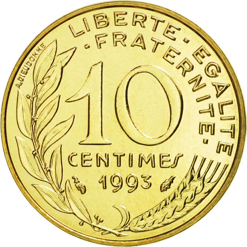 France, Marianne, 10 Centimes, 1993, Paris, MS(65-70), Aluminum-Bronze, KM:929