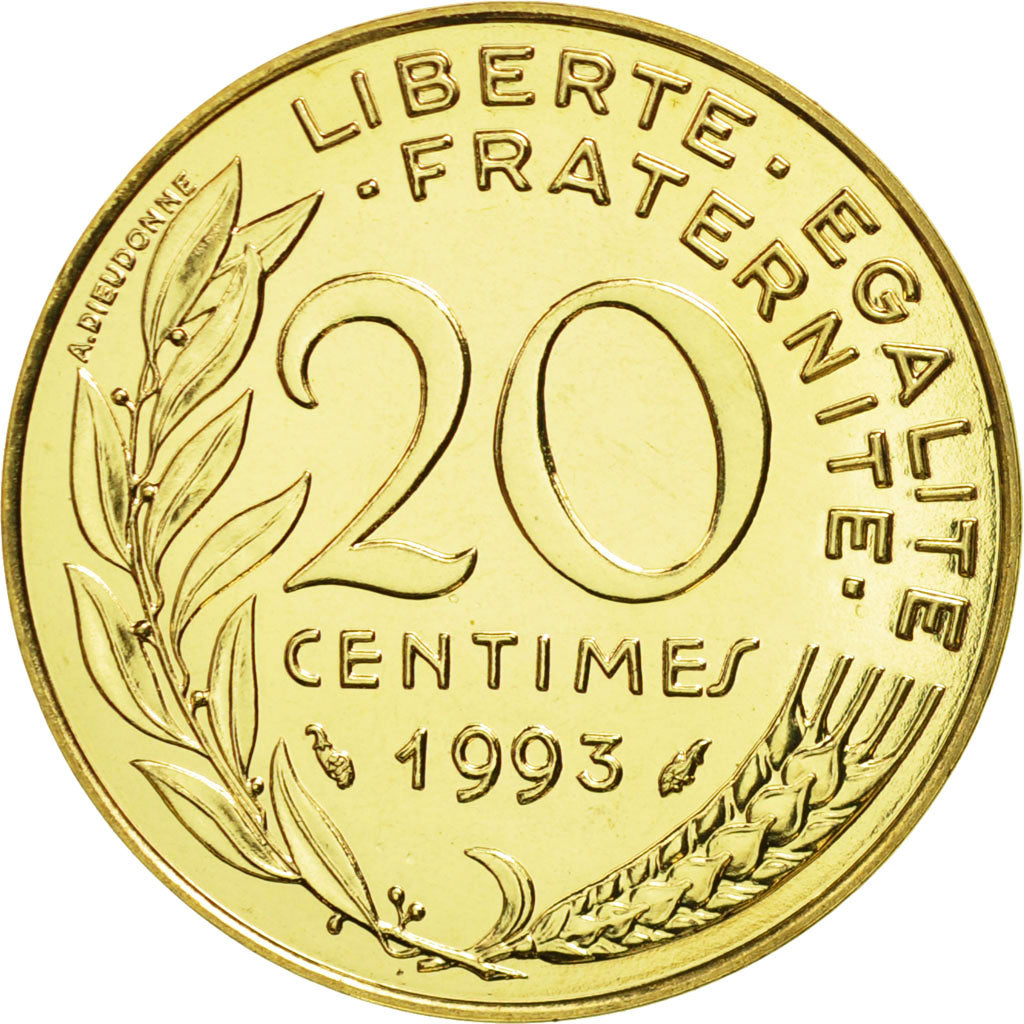 France, Marianne, 20 Centimes, 1993, Paris, MS(65-70), Aluminum-Bronze, KM:930