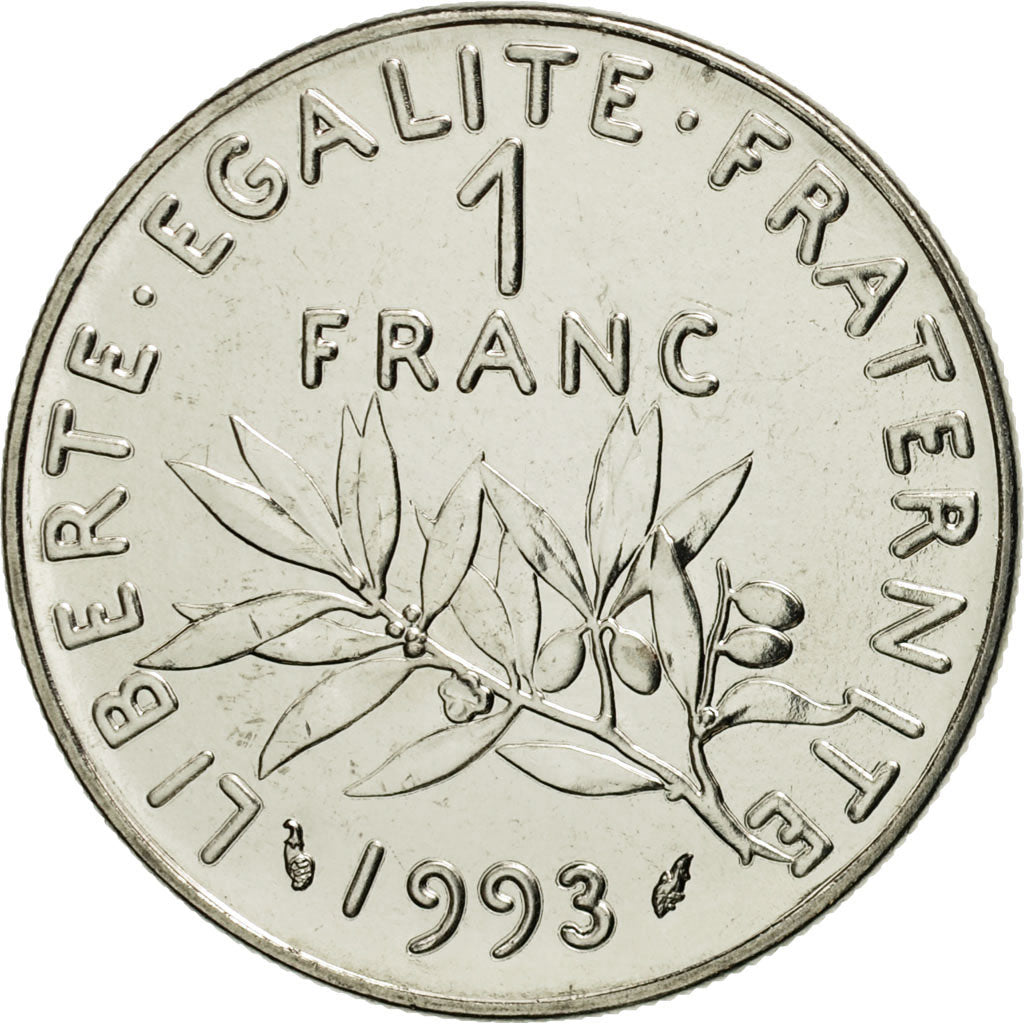 Coin, France, Semeuse, Franc, 1993, Paris, MS(65-70), Nickel, KM:925.2
