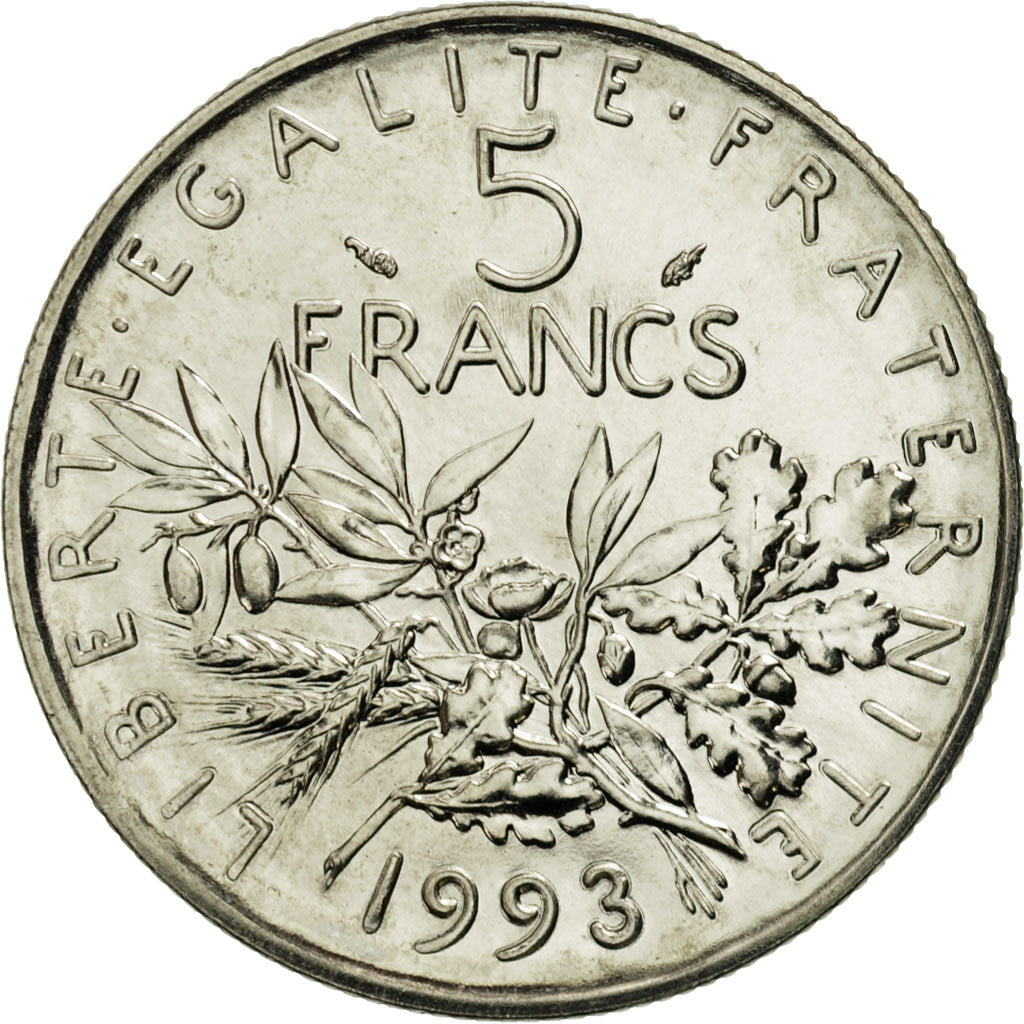 Monnaie, France, Semeuse, 5 Francs, 1993, Paris, FDC, Nickel Clad Copper-Nickel
