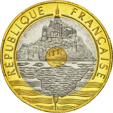 Moneda, Francia, Mont Saint Michel, 20 Francs, 1993, Paris, FDC, Trimetálico
