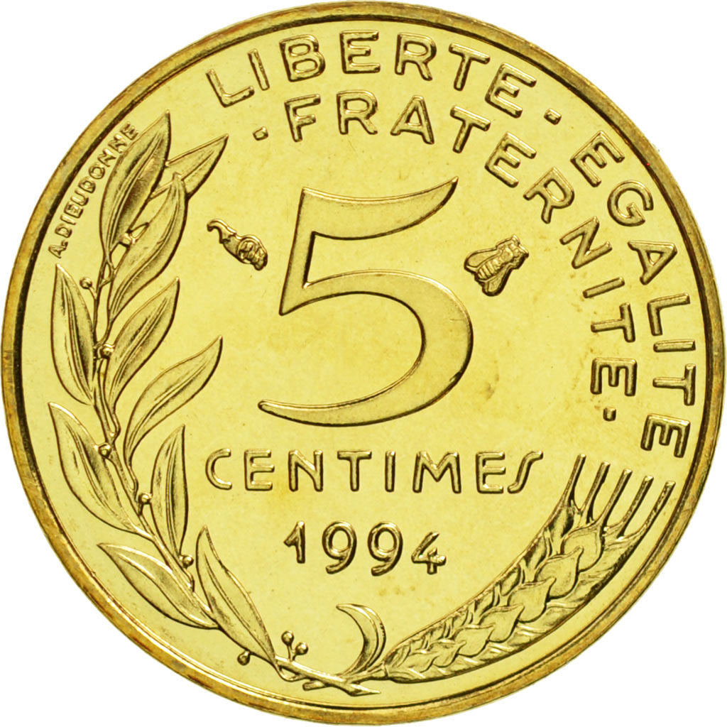 France, Marianne, 5 Centimes, 1994, Paris, MS(65-70), Aluminum-Bronze, KM:933