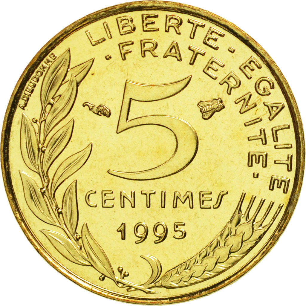 Coin, France, Marianne, 5 Centimes, 1995, Paris, MS(65-70), Aluminum-Bronze