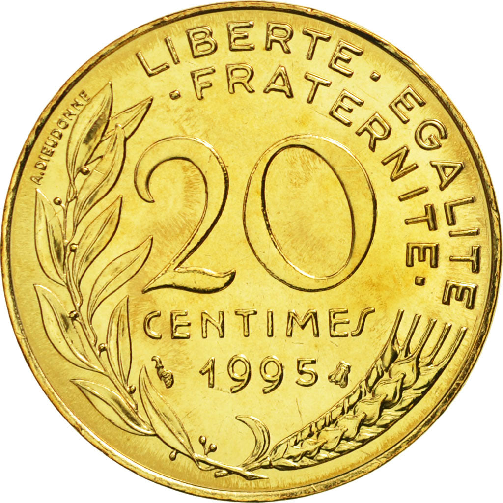 Coin, France, Marianne, 20 Centimes, 1995, Paris, MS(65-70), Aluminum-Bronze