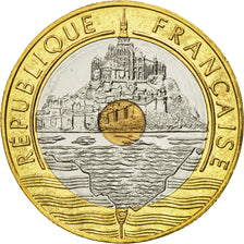 Moneta, Francia, Mont Saint Michel, 20 Francs, 1995, Paris, FDC, Tri-metallico