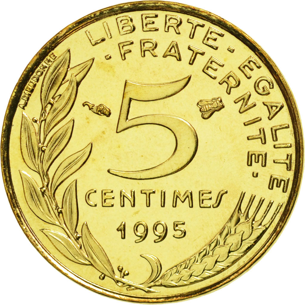 Coin, France, Marianne, 5 Centimes, 1995, Paris, MS(65-70), Aluminum-Bronze