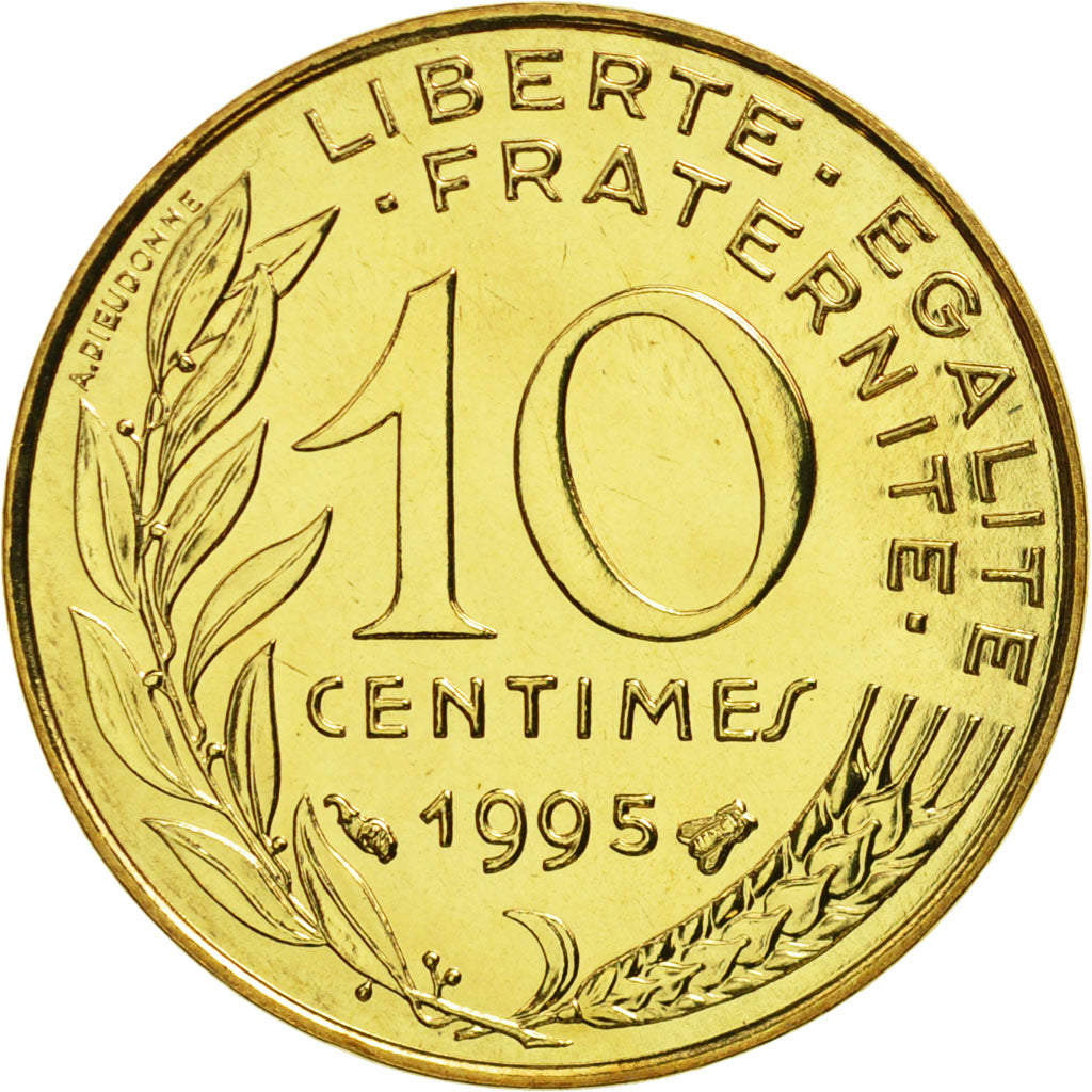 Moneda, Francia, Marianne, 10 Centimes, 1995, Paris, FDC, Aluminio - bronce