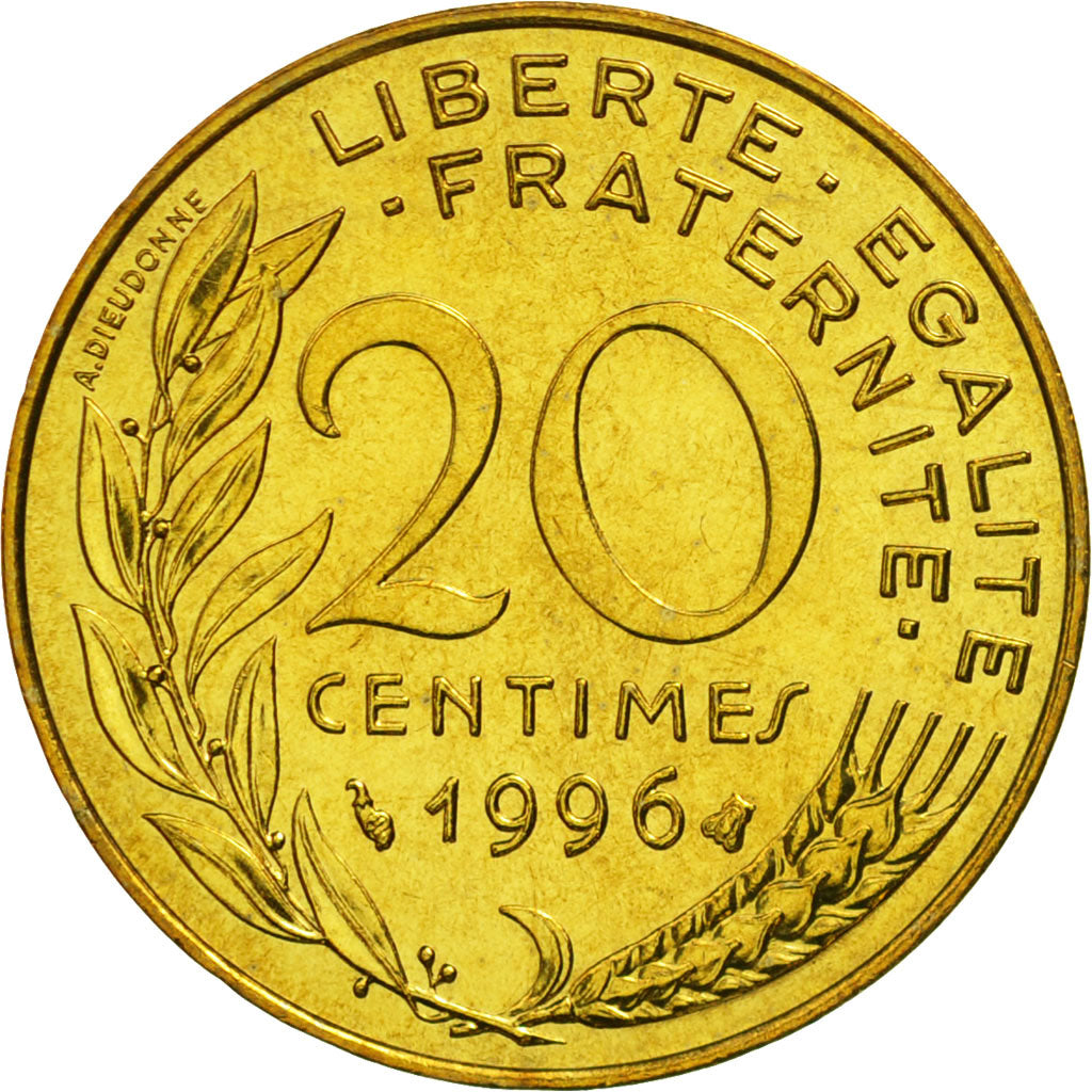 Coin, France, Marianne, 20 Centimes, 1996, Paris, MS(65-70), Aluminum-Bronze