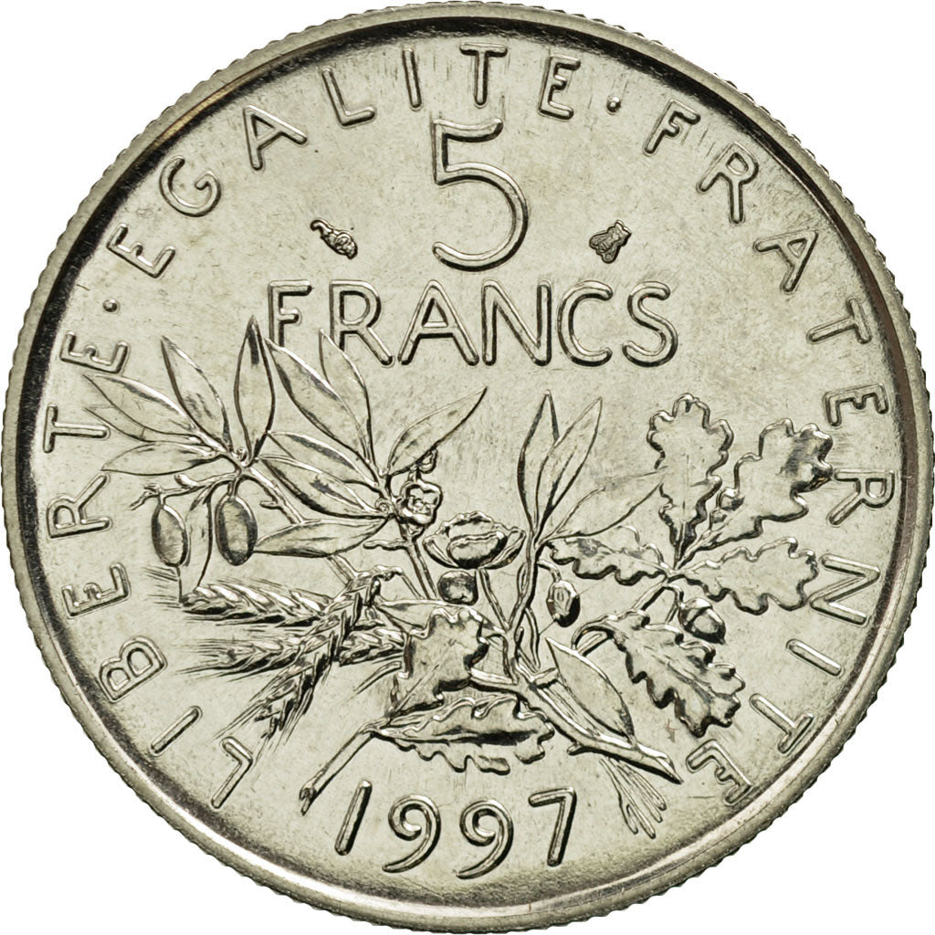 Moneta, Francia, Semeuse, 5 Francs, 1997, Paris, FDC, Nichel placcato