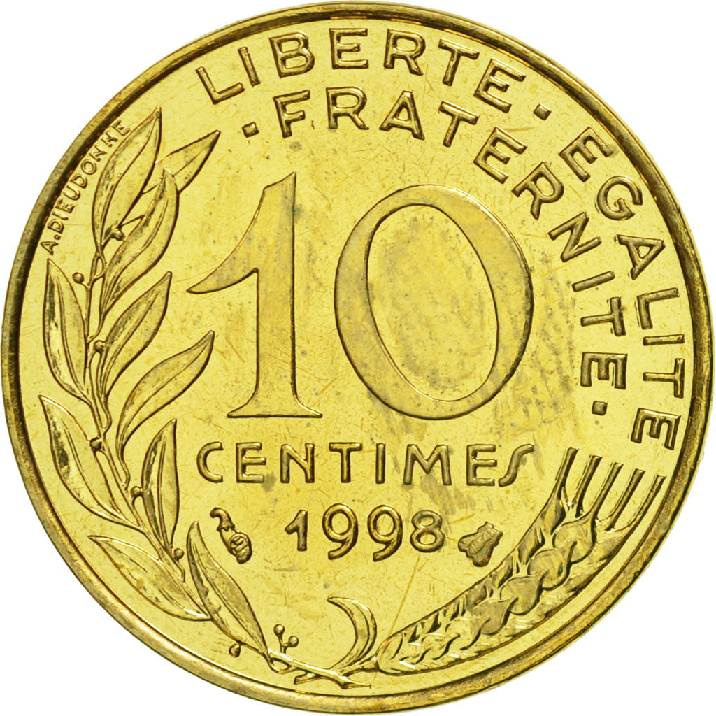 Coin, France, Marianne, 10 Centimes, 1998, Paris, MS(65-70), Aluminum-Bronze
