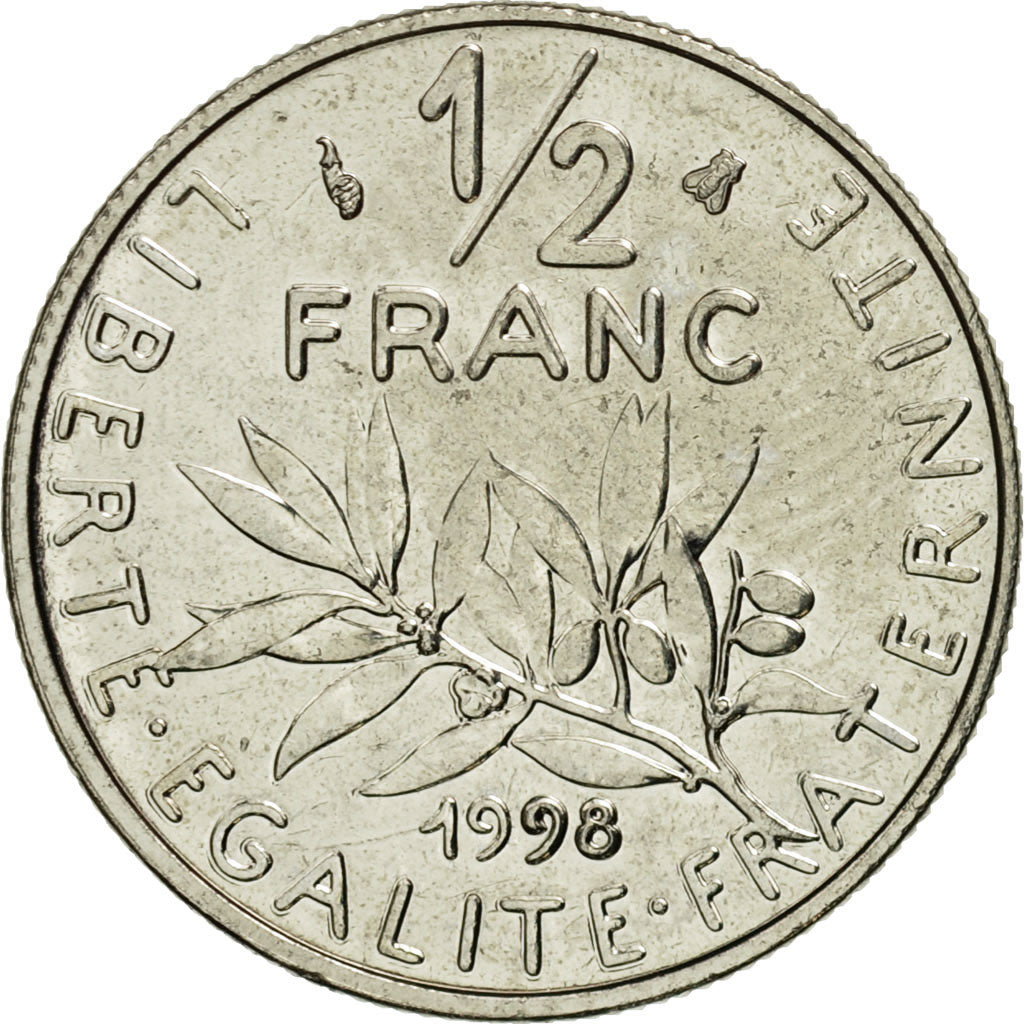 France, Semeuse, 1/2 Franc, 1998, Paris, MS(65-70), Nickel, KM:931.1