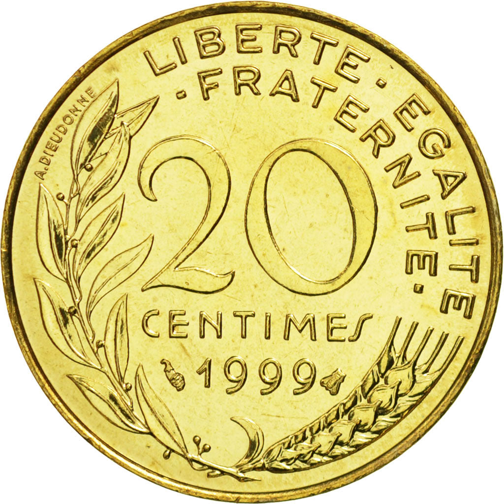 Monnaie, France, Marianne, 20 Centimes, 1999, Paris, FDC, Aluminum-Bronze
