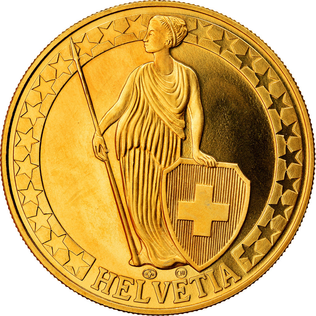 Switzerland, Medal, Le Lac de Neufchâtel, MS(64), Copper-Nickel Gilt