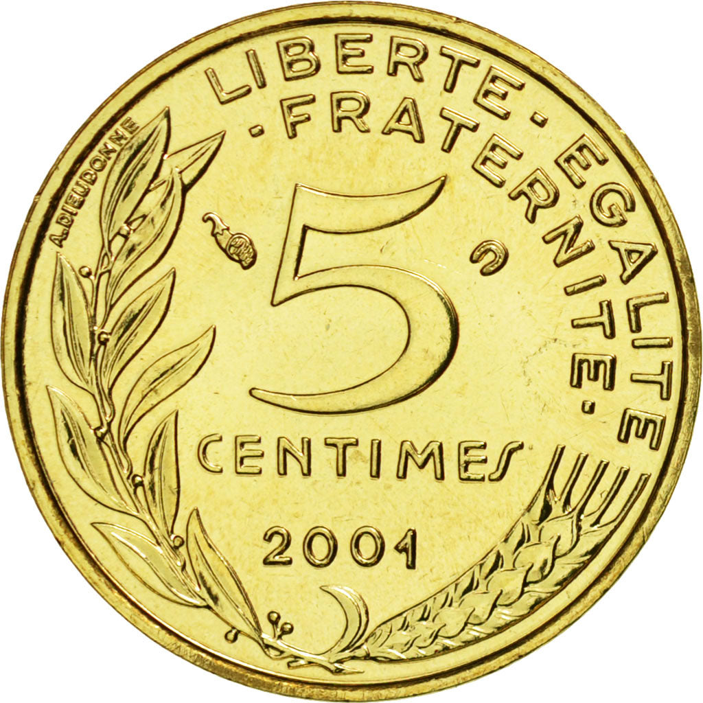 Coin, France, Marianne, 5 Centimes, 2001, Paris, MS(65-70), Aluminum-Bronze