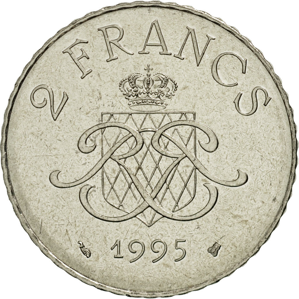 Monaco, Rainier III, 2 Francs, 1995, Paris, MS(65-70), Nickel, KM:166