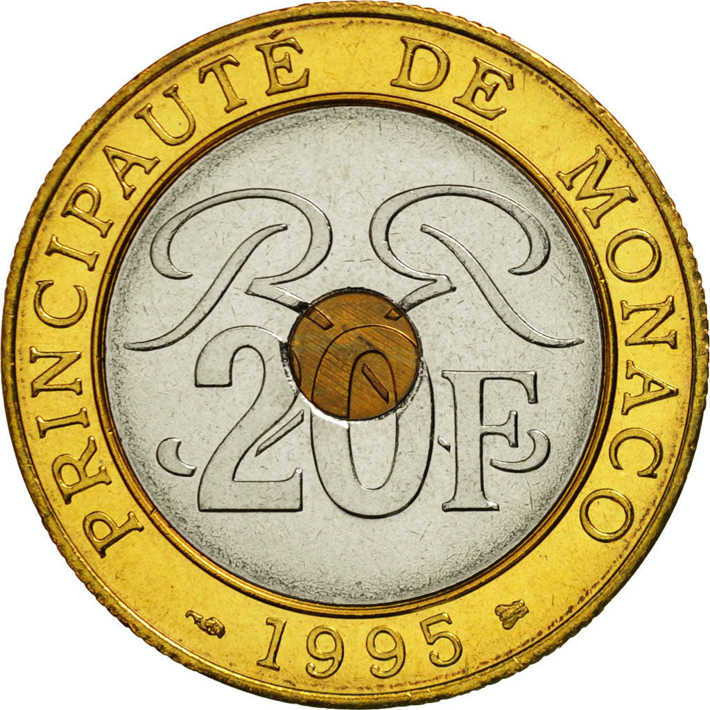 Monaco, Rainier III, 20 Francs, 1995, Paris, MS(65-70), Tri-Metallic, KM:165