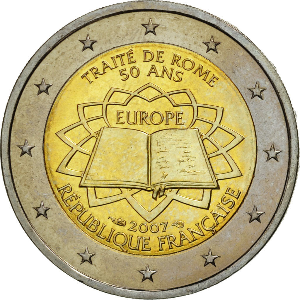 Coin, France, 2 Euro, Traité de Rome 50 ans, 2007, MS(63), Bi-Metallic