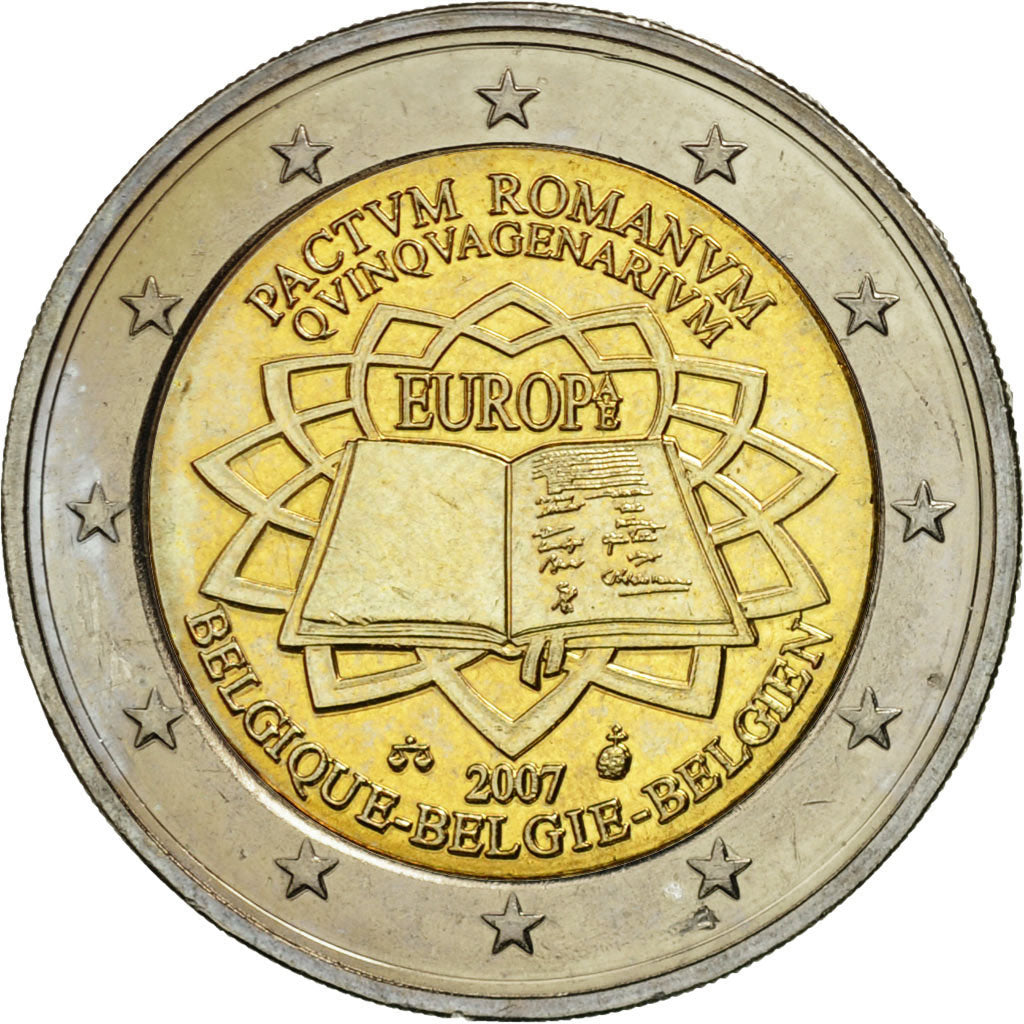 Belgium, 2 Euro, Traité de Rome 50 ans, 2007, MS(63), Bi-Metallic