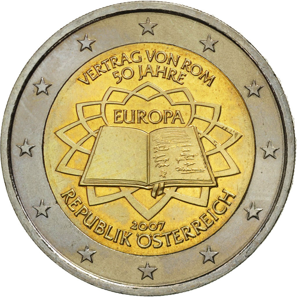 Austria, 2 Euro, Traité de Rome 50 ans, 2007, SPL, Bi-metallico