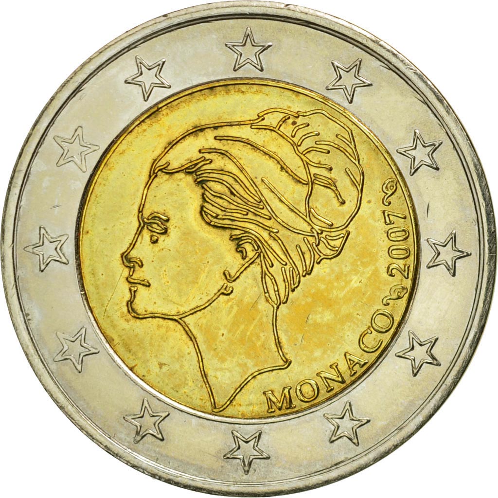 Monaco, 2 Euro, Princesse Grace, 2007, UNZ, Bi-Metallic