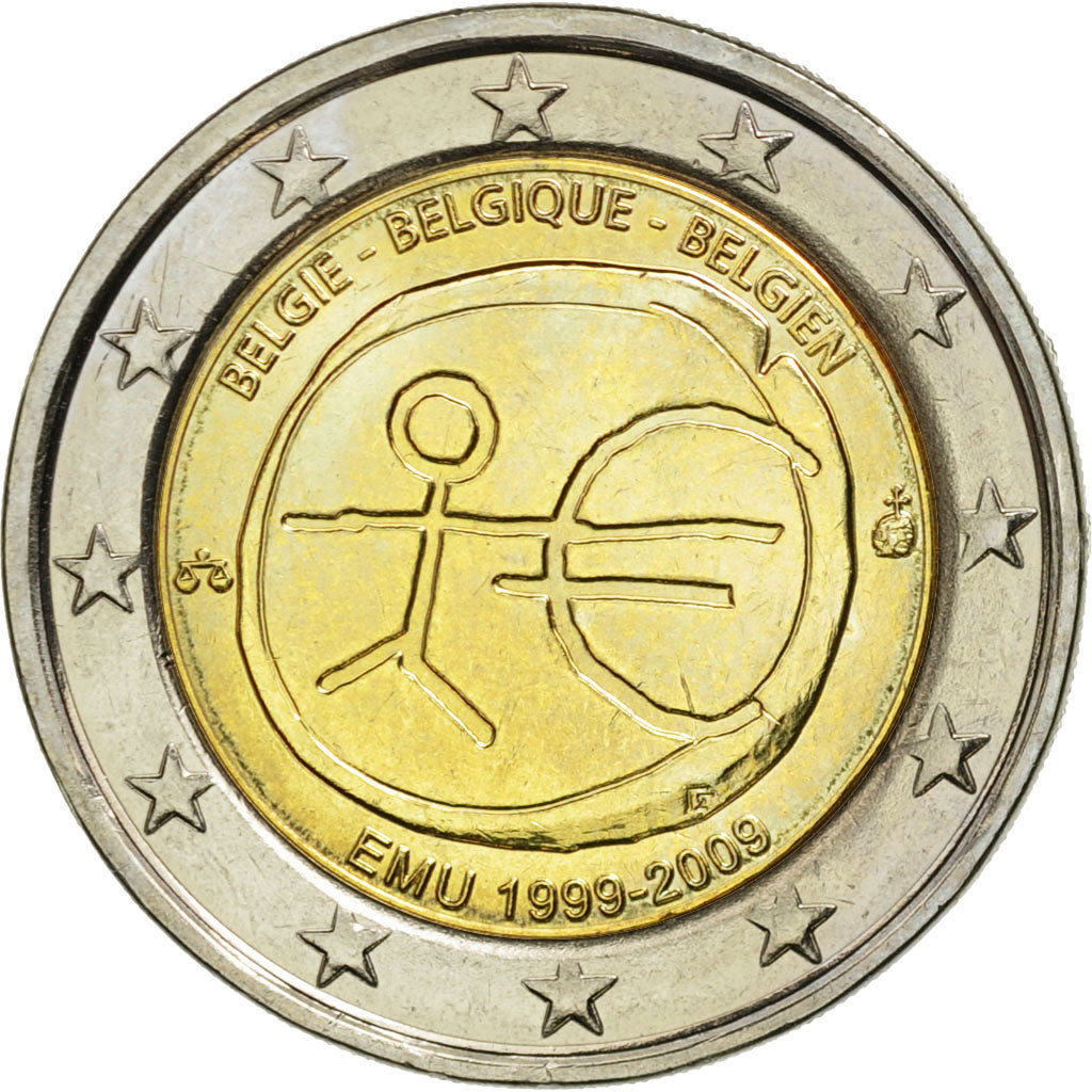 Belgium, 2 Euro, 10 Jahre Euro, 2009, MS(63), Bi-Metallic