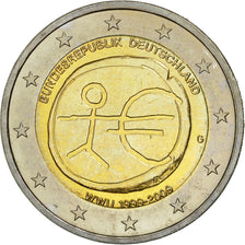 Niemcy, 2 Euro, 10 Jahre Euro, 2009, MS(63), Bimetaliczny