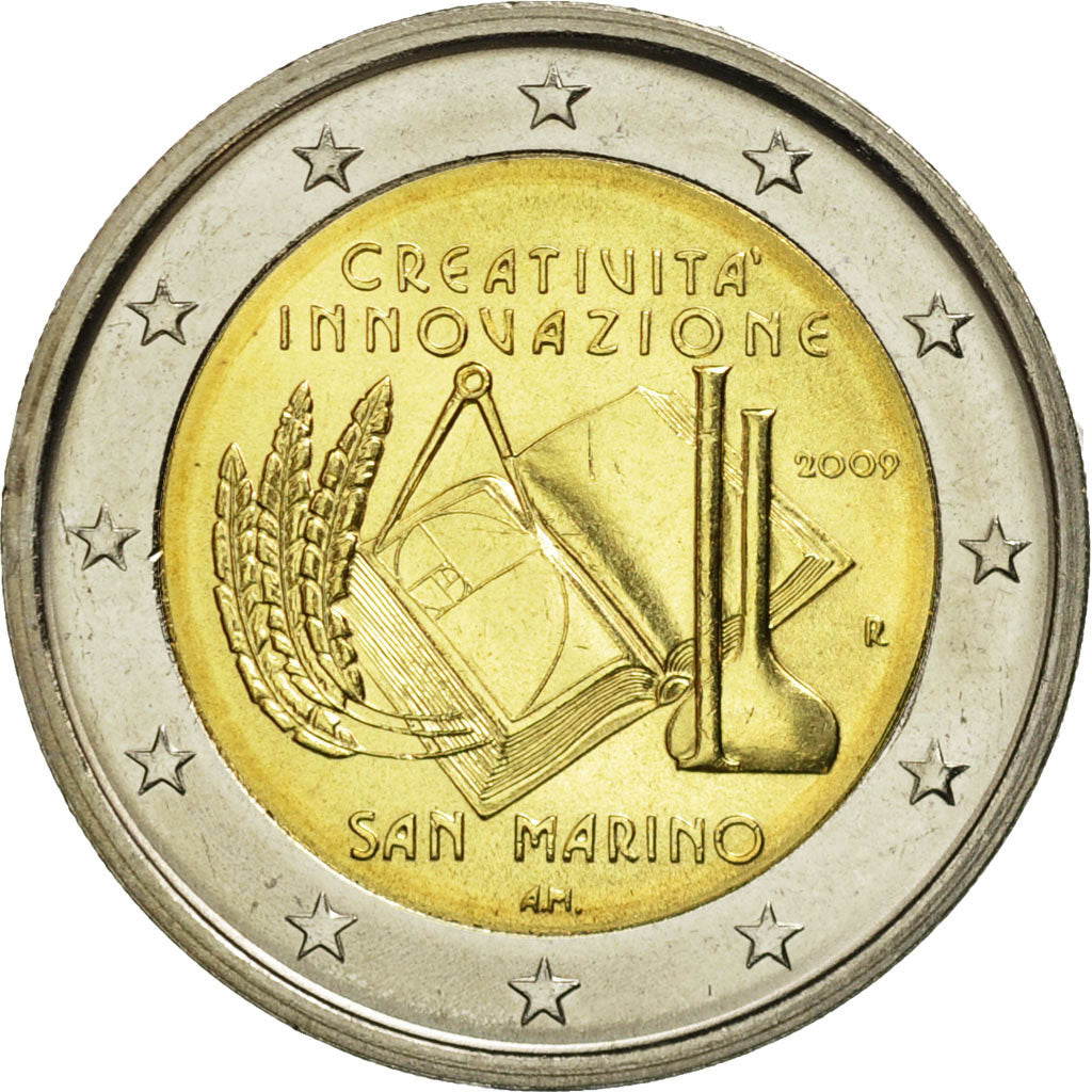 San Marino, 2 Euro, Innovation, 2009, MS(63), Bi-Metallic