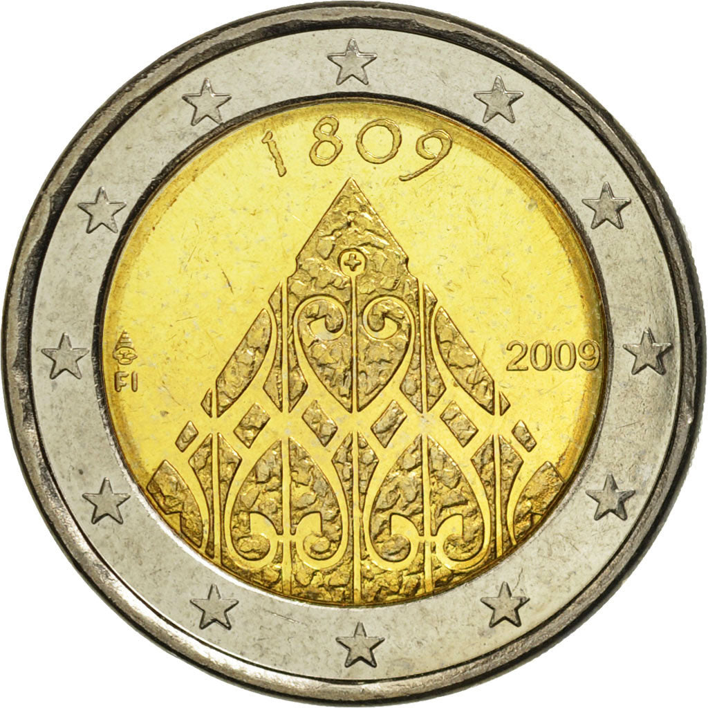 Finland, 2 Euro, 200 birthday, 2009, MS(63), Bi-Metallic