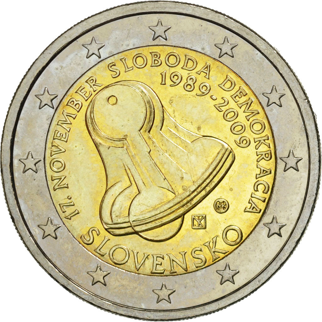 Slovakia, 2 Euro, 20 birthday, 2009, MS(63), Bi-Metallic