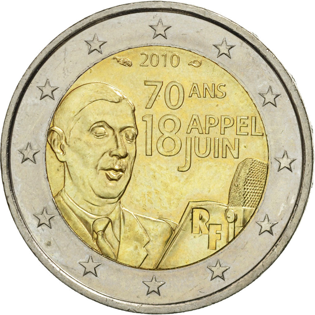 France, 2 Euro, Appel du 18 Juin 1940, 2010, SPL, Bi-Metallic