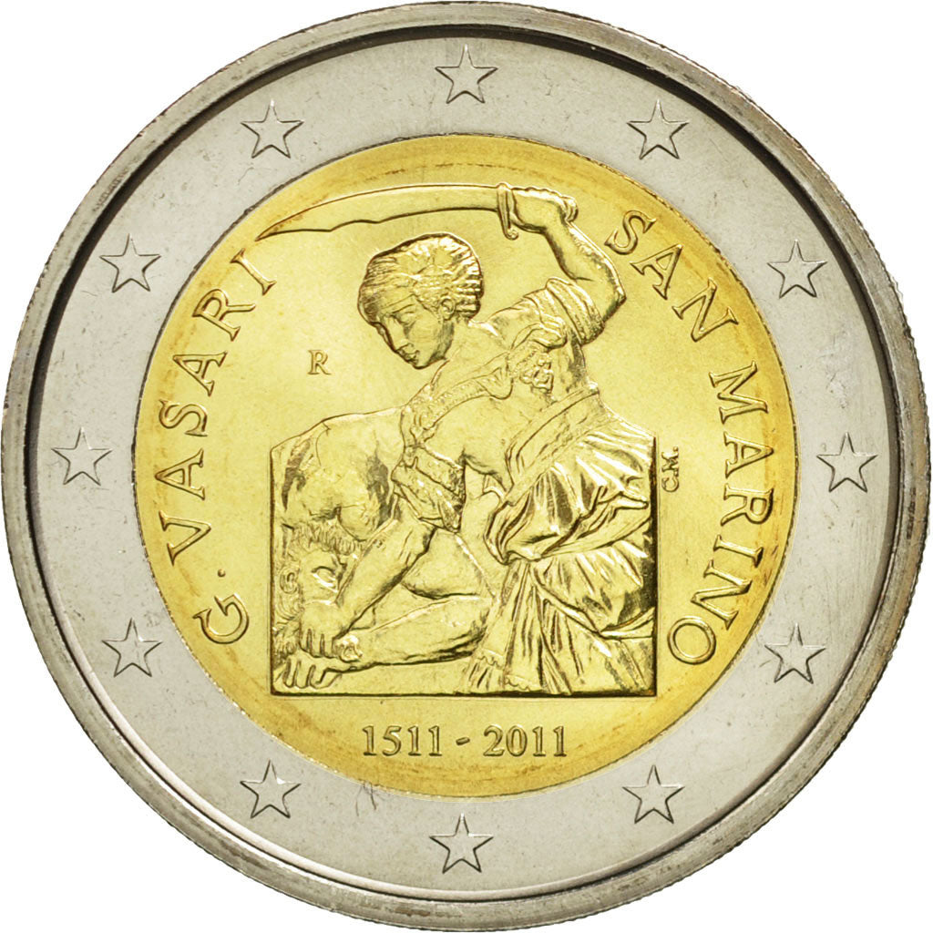 San Marino, 2 Euro, Giorgio Vasari, 2011, MS(63), Bi-Metallic