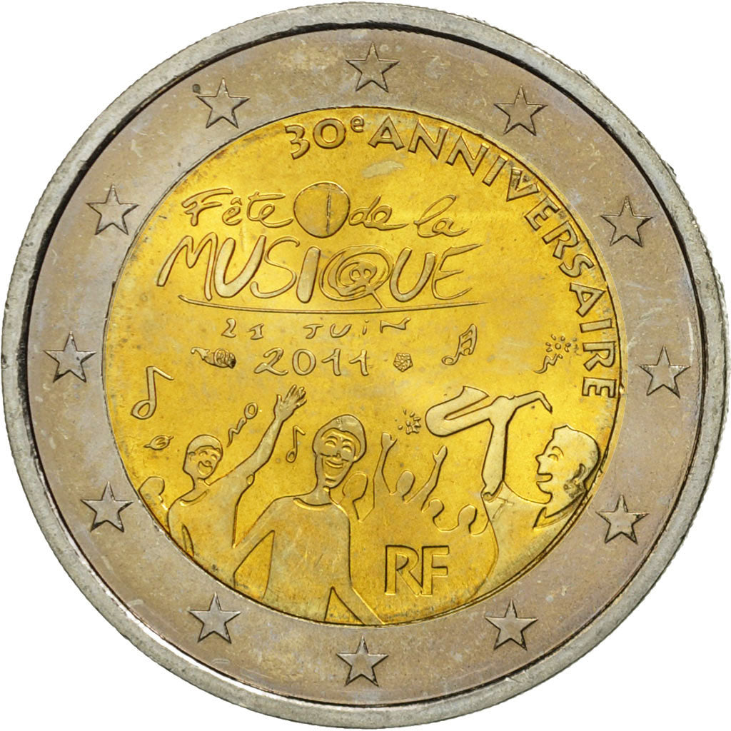 France, 2 Euro, Fête Musique, 2011, SPL, Bi-Metallic