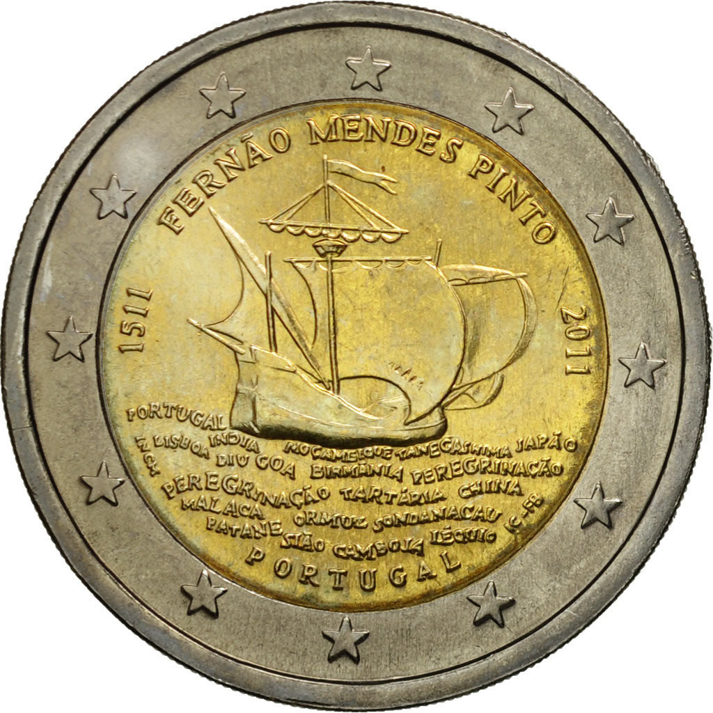 Portugal, 2 Euro, Fernao Mendes Pinto, 2011, MS(63), Bi-Metallic