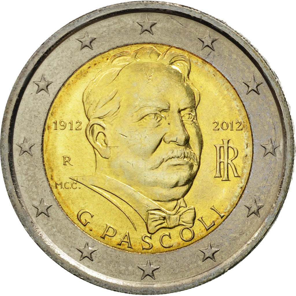 Italy, 2 Euro, Giovanni Pascoli, 2012, MS(63), Bi-Metallic