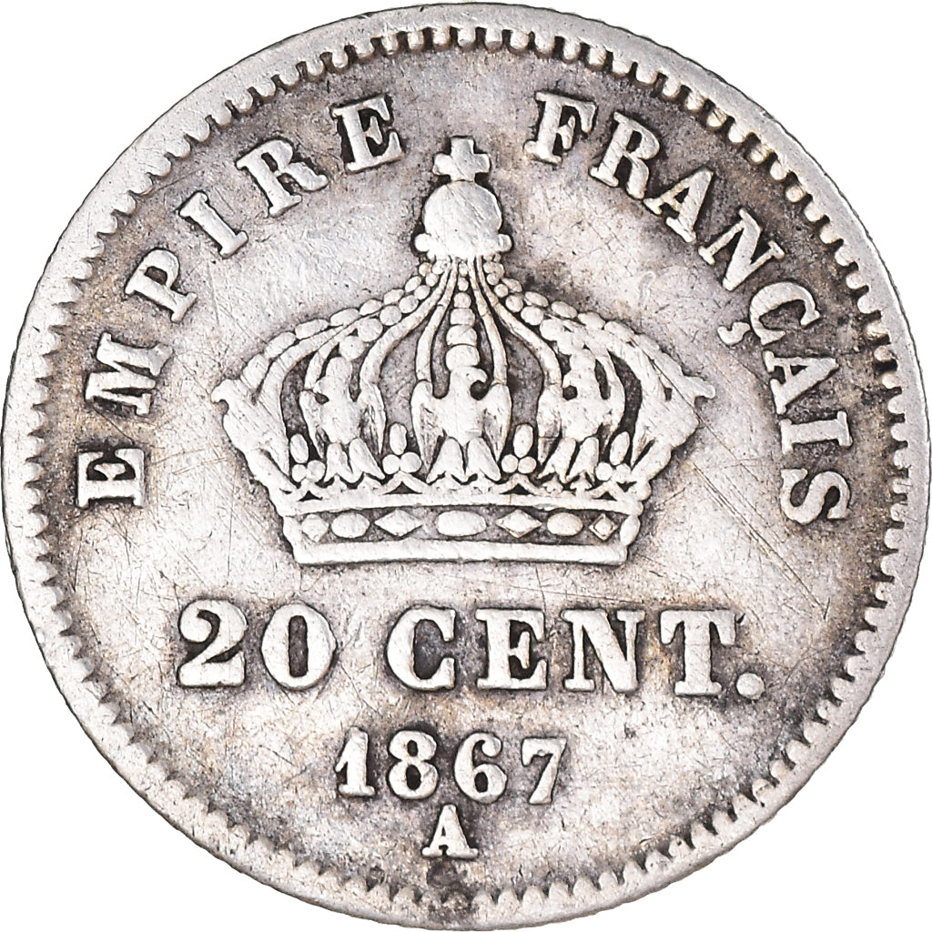 Monnaie, France, Napoleon III, 20 Centimes, 1867, Paris, TB+, Argent