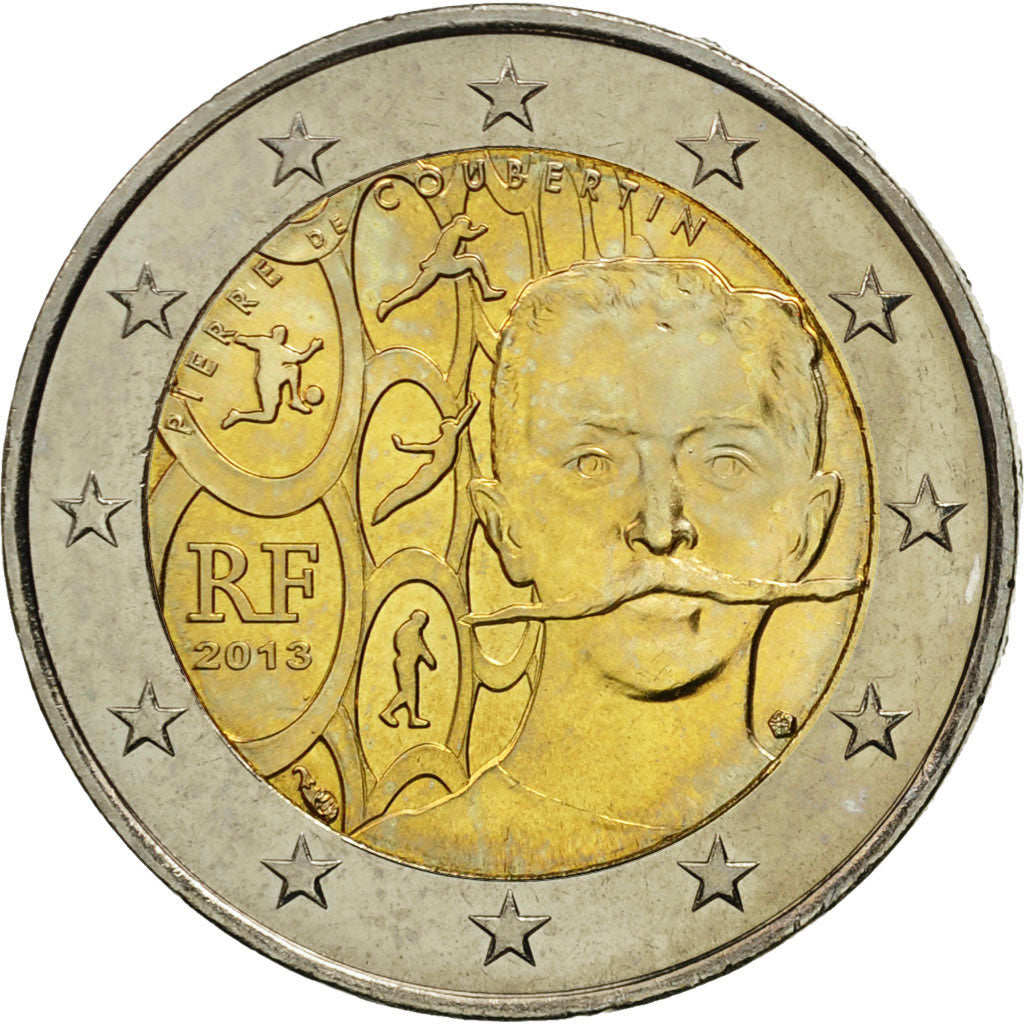 Monnaie, France, 2 Euro, Baron Pierre Coubertin, 2013, SPL, Bi-Metallic