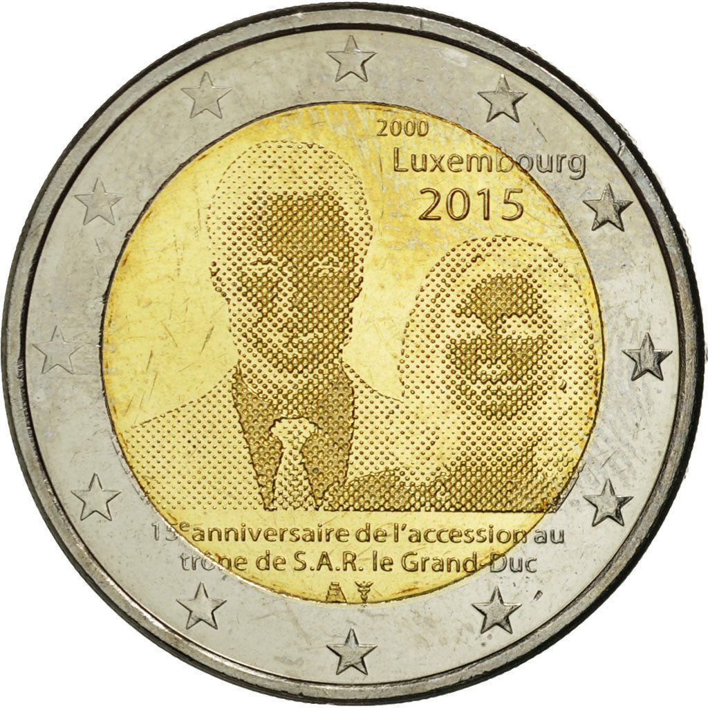 Luxembourg, 2 Euro, Grand Duc, 2015, MS(63), Bi-Metallic