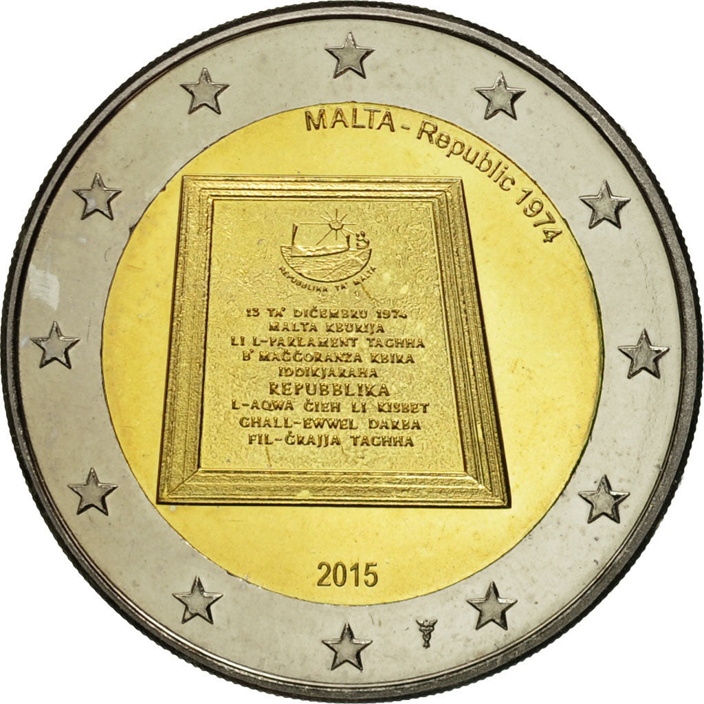 Malta, 2 Euro, Republic, 2015, MS(63), Bi-Metallic