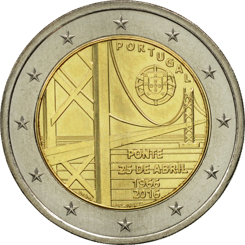 Portugal, 2 Euro, Ponte 25 de Abril, 2016, MS(63), Bi-Metallic