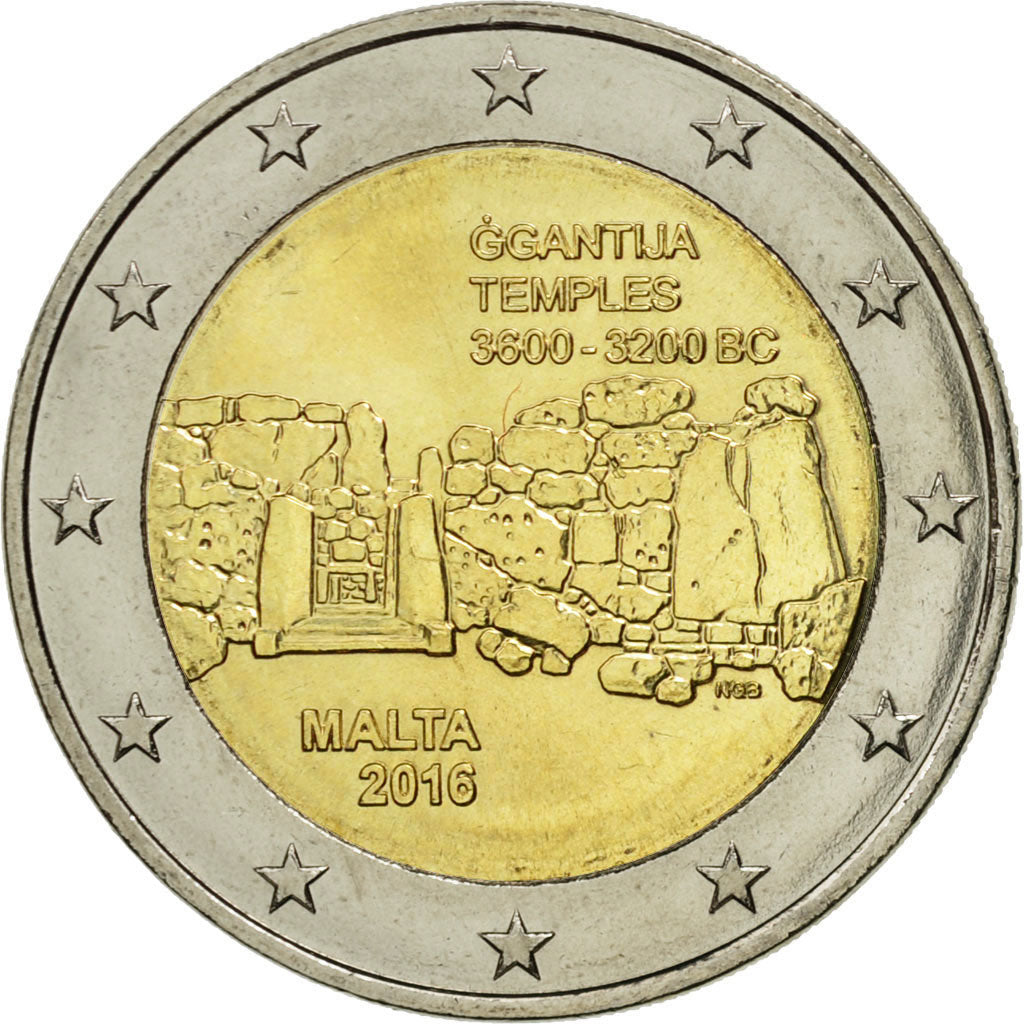 Malta, 2 Euro, Ggantija Temples, 2016, MS(63), Bi-Metallic